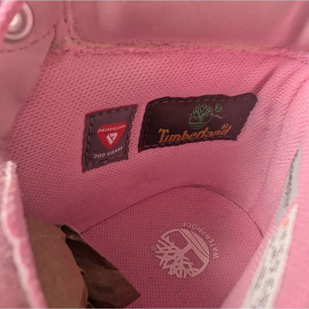 Timberland Girls' 6-inch Premium Pink Leather  Waterproof Boots (3)
